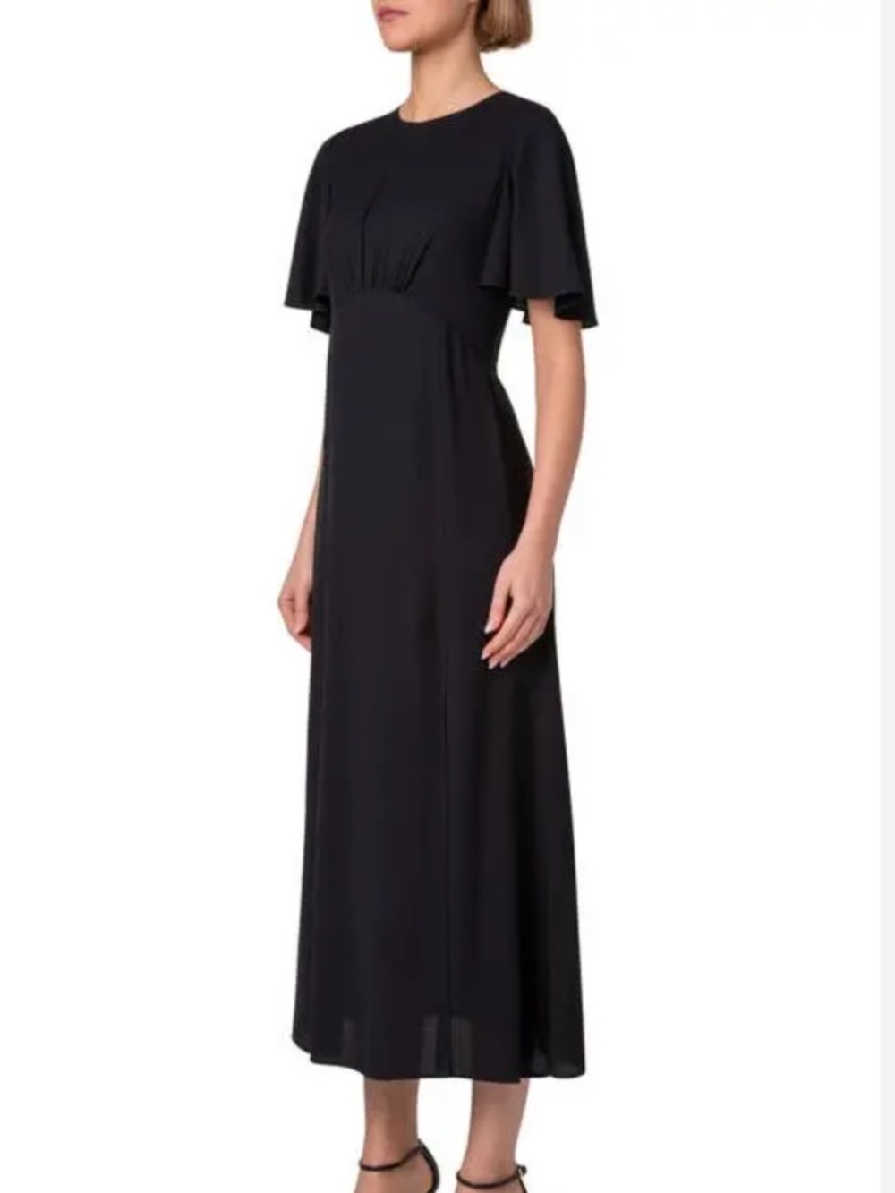 AKRIS  Flutter Sleeve Moss Crepe Midi Dress